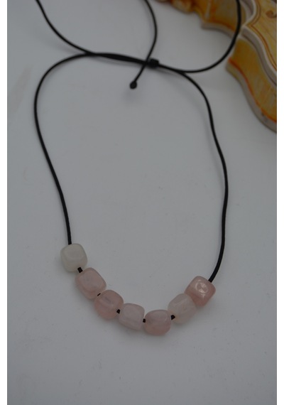Stoneage Jewellery Pembe Kuvars Taşlı Metalsiz  Kolye Turkuaz