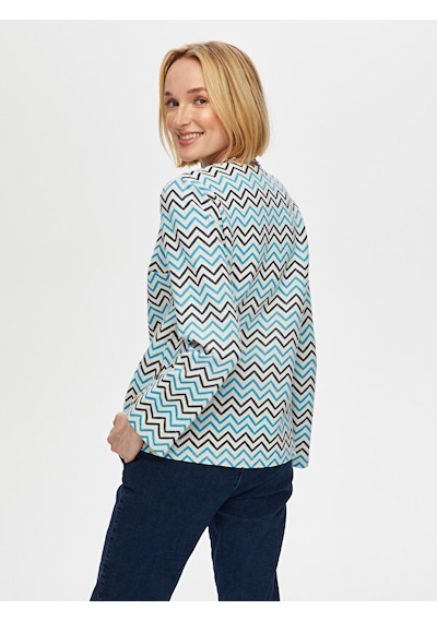 Zigzag Desen Örme Ceket S25ckt024 Us25ckt02427 Indigo