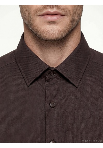 Lcw Busıness Kahverengi Slim Fit Armürlü Erkek Gömlek