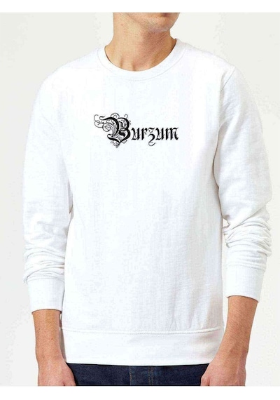 Burzum Anthology Logo Baskılı Beyaz Erkek Örme Sweatshirt