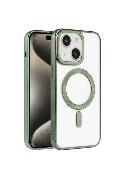 Apple Uyumlu iPhone 15 Kılıf Pütür Dizayn Magsafe Şeffaf Krns Case