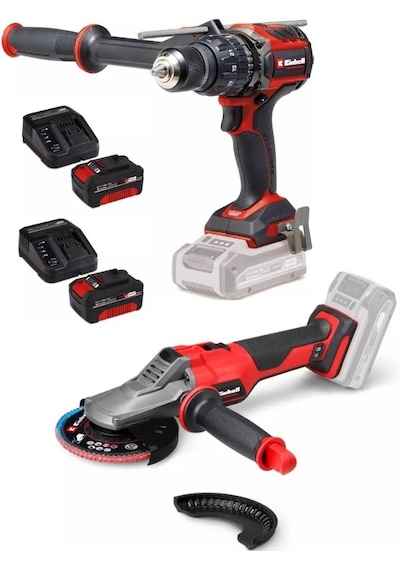 Einhell TP-CD 18/120 Li-i Bl Matkap + TP-AG 18/125 F Li Bl Taşlama 2x4.0AH Akülü Kömürsüz Set