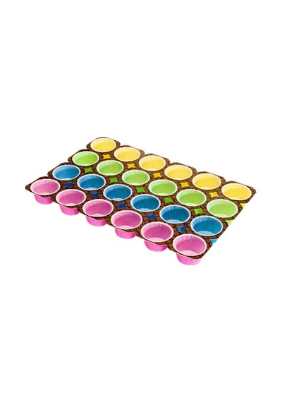 Renkli Kağıt Muffin Cupcake Mini Kek Kalıbı Tepsisi 24 Hazneli 125 Adet Diğer