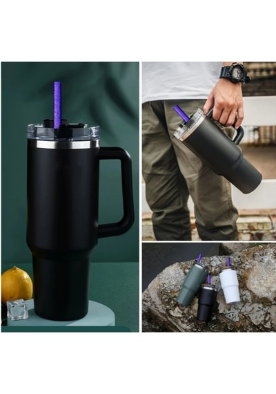 1 Adet Stanl. 40/30 Oz Tumb. Termos Için Renkli Parıltılı Yedek Pipet, 30 Cm Boy / 9 Mm Çap Yeşil