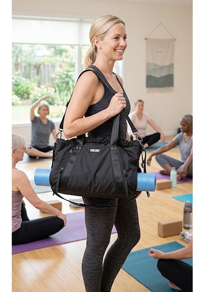 Ful - Yoga - Pilates Siyah Gündelik Laptop Omuz Tote Mat Çantası