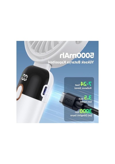 Taşınabilir Şarjlı El Vantilatörü, 2400mah Güç Ve 360 Dönme Özelliği