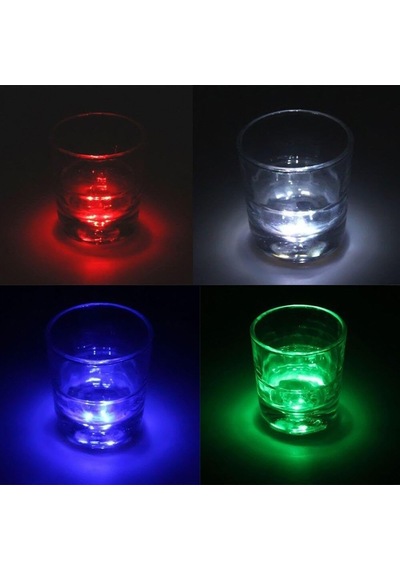 Parti Led Şişe Bardak Altlığı 6cm Parlak 4 Led Flaş Dekor Işık 7 Renk Diğer