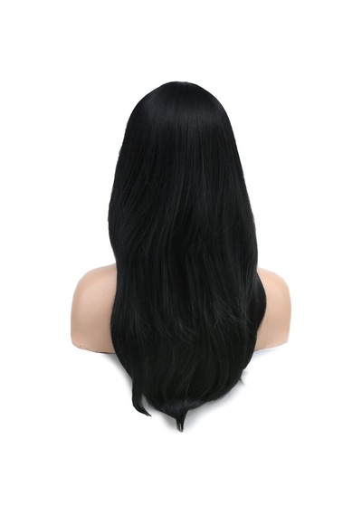 Katlı Kesim Perçemli Düz Fiber Sentetik Orta Boy Peruk / Siyah - Uxfo-463384 Renkli