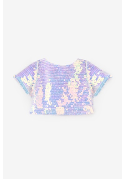 Le Mabelle Lila Pullu Kısa Kollu Kız Çocuk Crop Lila