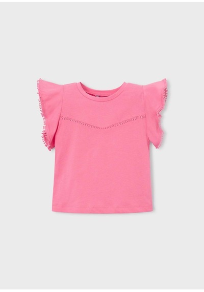Kız Çocuk Güpürlü Fırfırlı Tişört 3008 Pembe