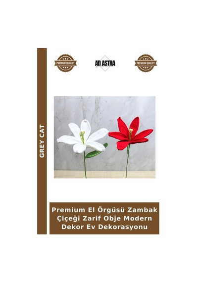 Premium El Örgüsü Zambak Çiçeği Zarif Obje Modern Dekor Ev Dekorasyonu Çok Renkli