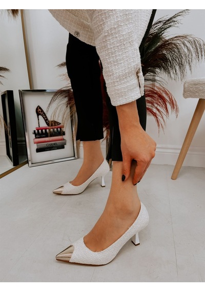 Ervanın Butiği Beyaz Altın (Tress) Maskelet Detay Kadın Stiletto