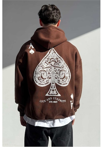 Zaee A Baskılı Oversize Premium Sweatshirt Kahverengi