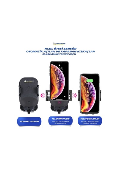 Michelin Mc33368 Wireless Telefon Şarj Cihazı Ve Dokunmatik Akıllı Telefon Tutucu Fr Mc33368 Renkli