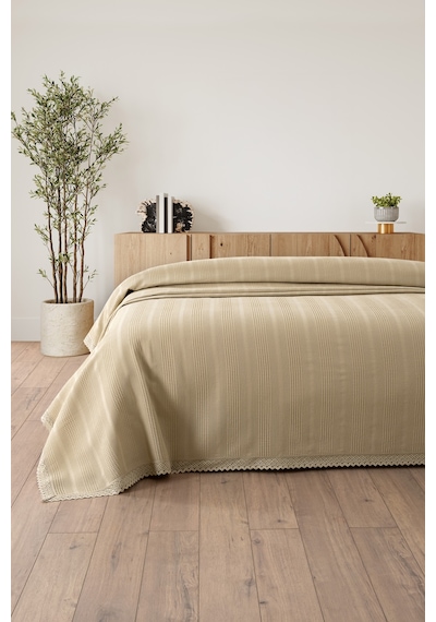 Kopanaki Dantelli Çift Kişilik Waffle Pike-210x230 Cm Bej Bej