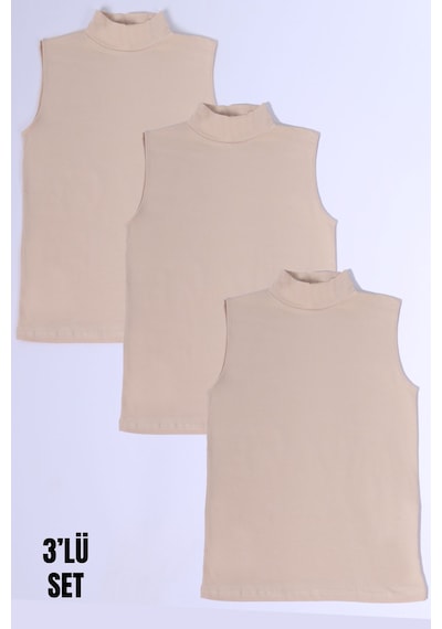 Parlingerie Kadın Sıfır Kol Boğazlı Body 3lü Set Ten
