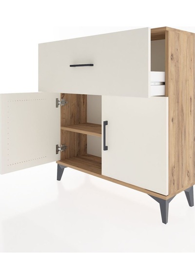 Arges Şifonyer Tek Raflı Tek Çekmeceli 2 Kapaklı 88x30x96 Çam-aytaşı Atlas Çam