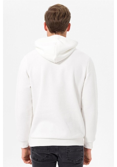 Süvari Kapüşonlu Yaka Regular Kalıp Düz Beyaz Sweatshirt Beyaz