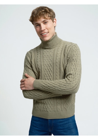 Regular Fit Erkek Kazak Açık Haki