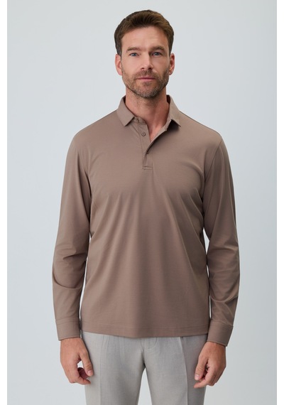 Morven Erkek Açık Kahve Polo Yaka Rayon Sweatshirt 27ks063002411 Açık Kahve Açık Kahverengi