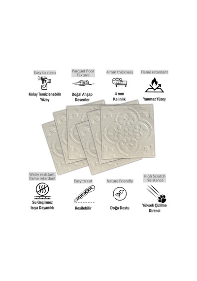 3 Boyutlu Duvar Paneli Kabartmalı Solo Desen Pvc 41x41 Cm/ 6 Adet /1 M² Beyaz Huş