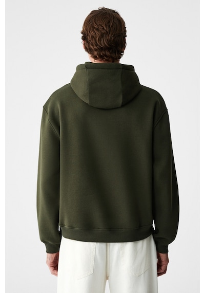 Grımelange Cassıan Erkek Önü Kabaran Baskılı Kapüşonlu Kordonlu Kanguru Cepli Haki Sweatshirt Haki