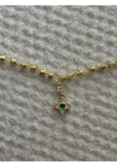 Yıldız Charmlı Gold Halhal Çok Renkli