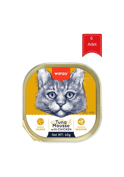 Wanpy Alutray Ton Balıklı Ve Tavuklu Yetişkin Kedi Konservesi 40 Gr X 6 Adet