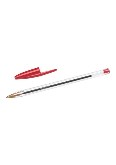 Bıc Cristal Medium Tükenmez Kalem Kırmızı 50'li Kutu, 1.0 Mm Orta Kalınlıkta Uç, Şeffaf Gövde, Delikli Kapak Genel