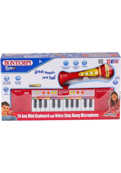 4002120 Elektronik Mikrofonlu Org 24 Tuş Kırmızı