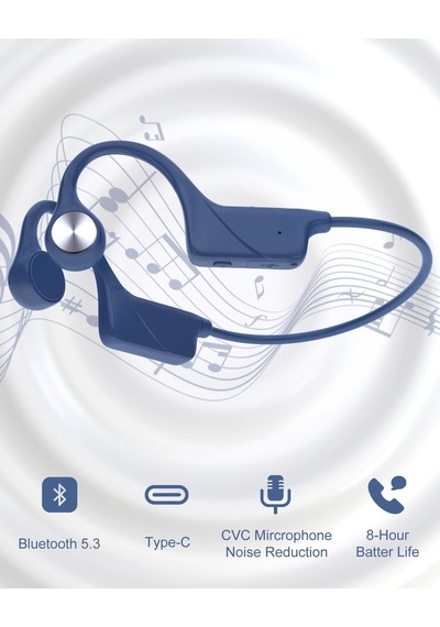 Kemik İletimli Kulaklıklar Bluetooth 5.3, Açık Kulak Kulaklığı Kablosuz Bluetooth, 8 Saat Çalma Süresi Uzun Pil