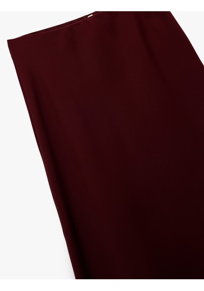 Koton Regular Fit Midi Boy Saten Kloş Etek Bordo 6wak70042uw Bordo