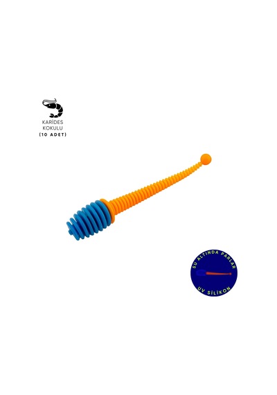 Silikon Kurt Yem - 2,1g 70mm - Fishack Wormix - 10 Adet - Uv - Mavi/turuncu