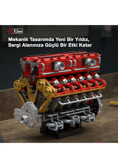 Reobrix 33017 V12 Motor Yaratıcı Yapı Blok Seti Building Blocks V12 Engıne - 4719 Parça