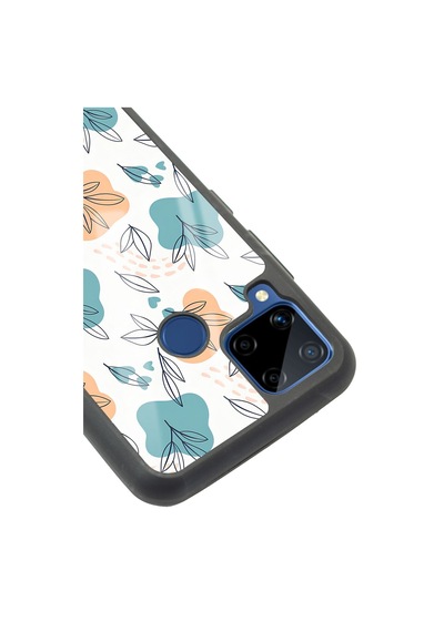 Oppo Realme C15 Minik Yapraklar Tasarımlı Glossy Telefon Kılıfı Çok Renkli
