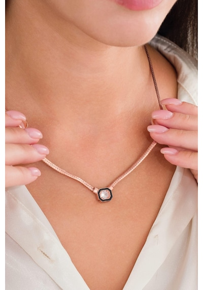 Tmt Silver Gümüş Rose Kaplama Serenay Leyla Model Hasır Yılan Zincir Kolye