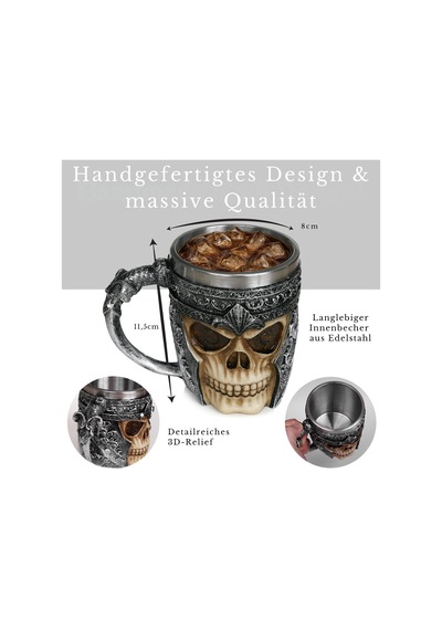 Birinci Sınıf 3d Kuru Kafa Fincan Paslanmaz Çelik Kahve, Çay, Cappuccino, Bira Gibi İçecekler İçin I Viking Skull Head Kupası İskelet Kafatası Tasarımlı Görünüm 1 Beyaz - Çok Renkli Birinci Sınıf 3d Kuru Kafa Fincan Paslanmaz Çelik Kahve, Çay, Cappuccino, Bira Gibi İçecekler İçin I Viking Skull Head Kupası İskelet Kafatası Tasarımlı Görünüm 1 Beyaz - Çok Renkli