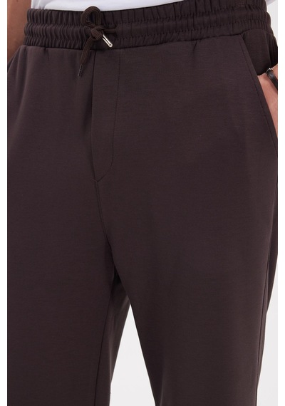 Tudors Erkek Kahverengi Baggy Fit Rahat Kesim Modal Kumaş Soft Doku Beli Bağcıklı Yan Cepli Eşofman Altı-46290