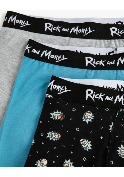 Koton Rick And Morty 3'Lü Boxer Seti Lisanslı Desenli Siyah Desenli 5Wlm90005Mk Siyah