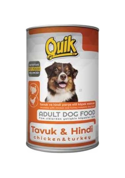 Quik Tavuklu ve Hindi Parça Etli Konserve Yetişkin Köpek Maması 415 G