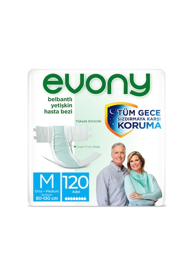 Bel Bantlı Yetişkin Hasta Bezi Medium 30lu 4 Paket 120 Adet M