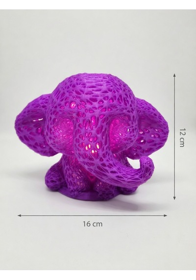 Sevimli Fil Çocuk Odası Gece Lambası 3d Tasarım Led Işıklı Masaüstü Mesh Dekor Hediyelik Mor