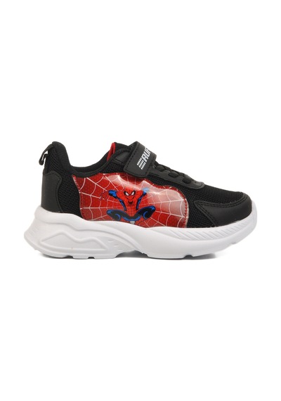 Siyah Kırmızı Fileli Cırtlı Unisex Çocuk Spor Ayakkabı Ruffon P Siyah-Kırmızı