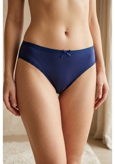 Mataş Kadın 6'lı Paket Pamuklu Bikini Külot Esnek Yumuşak İz Yapmaz İç Çamaşırı Lacivert