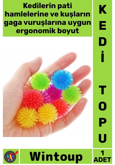 Keditopu Dayanıklı Renkli Eğlenceli Hareketli Isırmaya Karşı Dirençli Kedi Kuş Şık Mini Oyun Topu