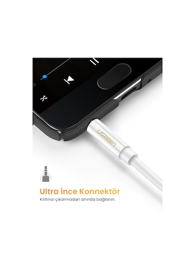 Ugreen 3.5mm Erkek To 2 Dişi Ses Kablosu 20cm Beyaz , 10739