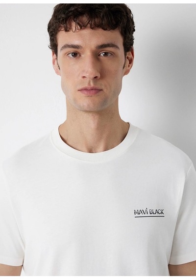 Mavi M0613533-70057 Mavi Black Baskılı T-shirt Erkek Tişort Beyaz