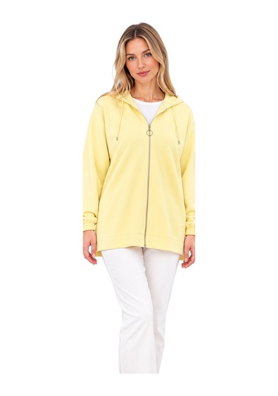 Fiolin Kristal 2 İplik Salaş Fermuarlı Sweatshirt Sarı