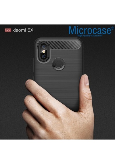 Xiaomi Mi A2-6X Brushed Carbonfiber Silikon Tpukilif+Tempered Cam 266278791 - Seçenek / Cam Koruma-Cam Istemiyorum