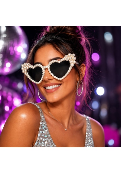 After Party İnci Taşlı Kalp Gözlüğü +3